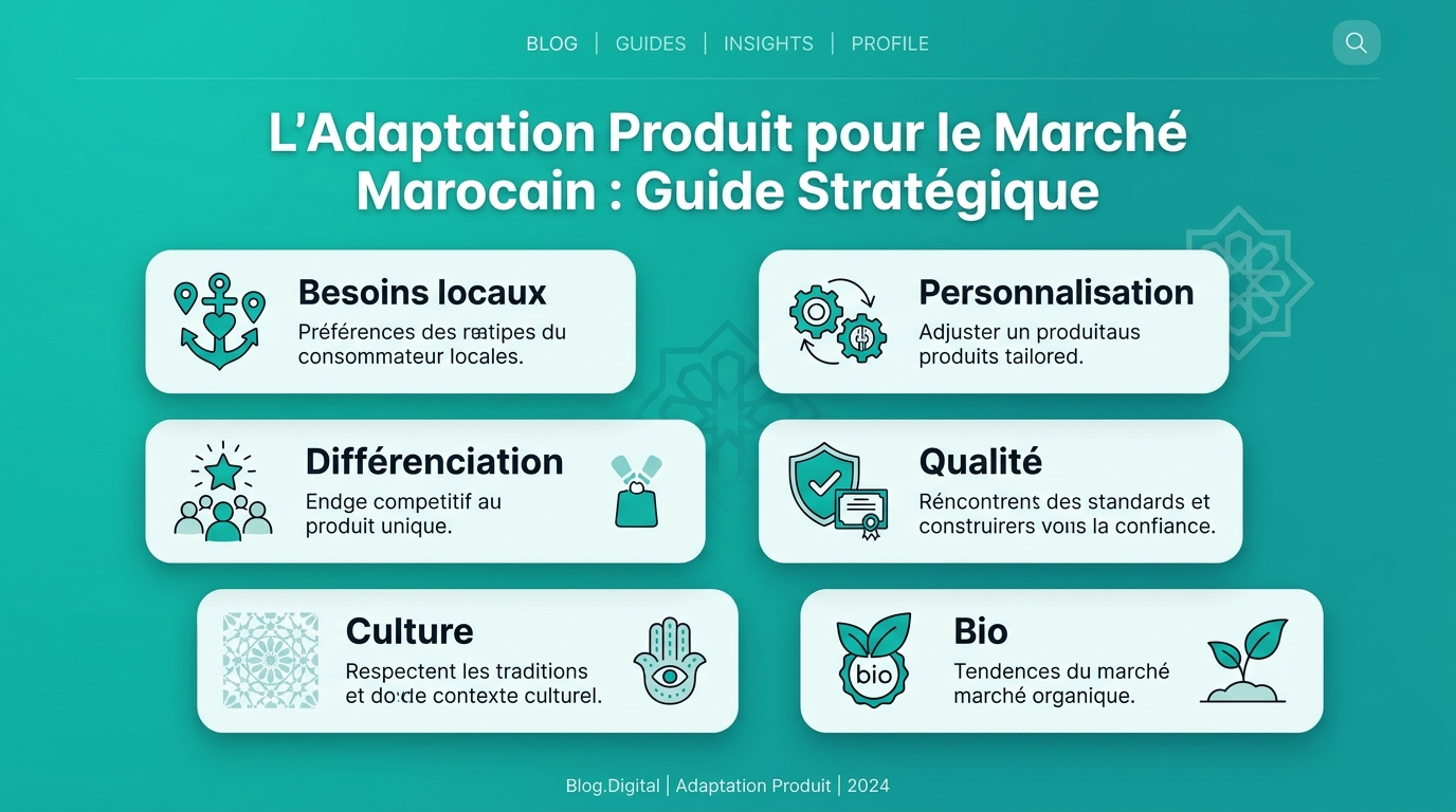 Produit adapté au marché marocain Infographie sur l'adaptation des produits aux spécificités du marché marocain
